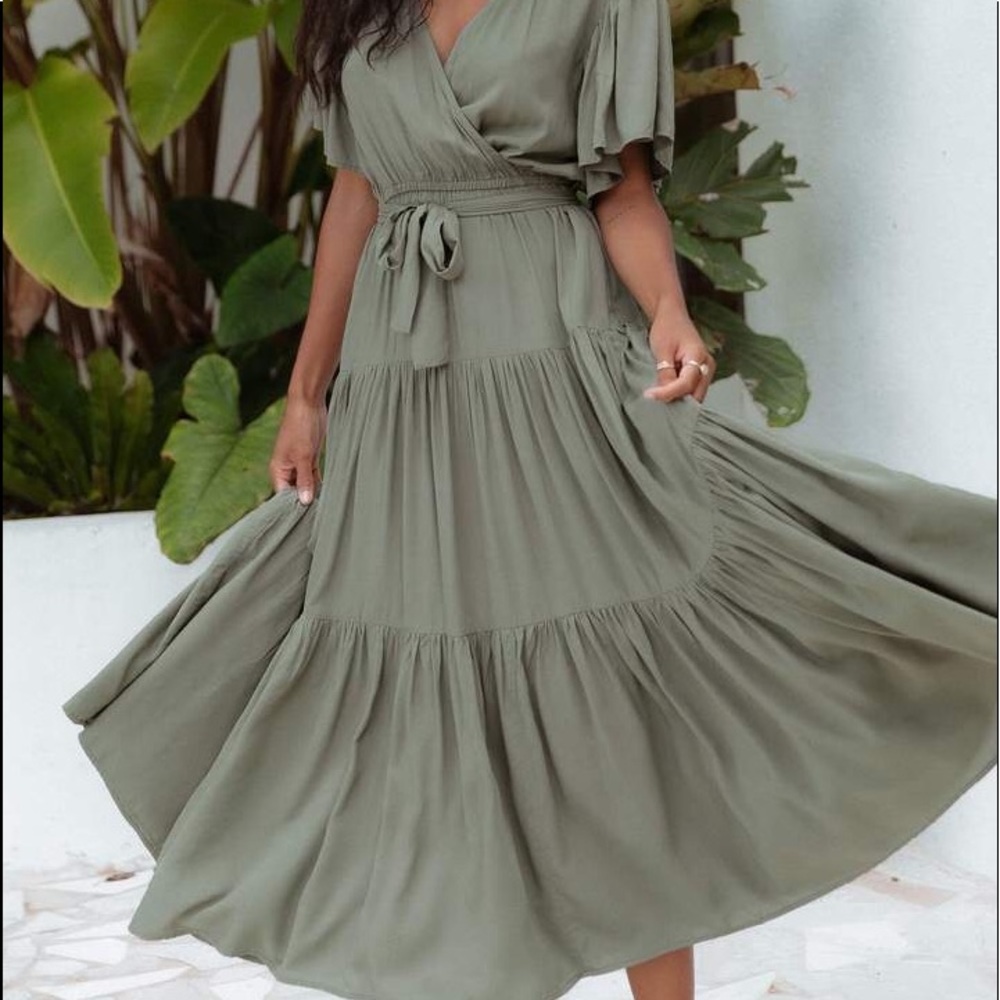 Petal and Pup Barker dress -Olive